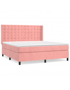 Giroletto a Molle con Materasso Rosa 160x200 cm in Velluto