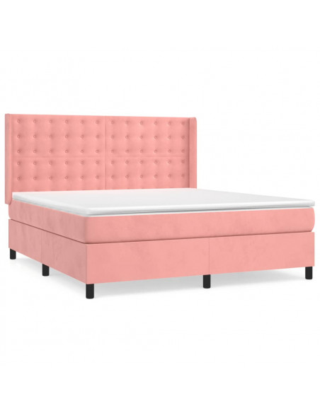 Giroletto a Molle con Materasso Rosa 160x200 cm in Velluto