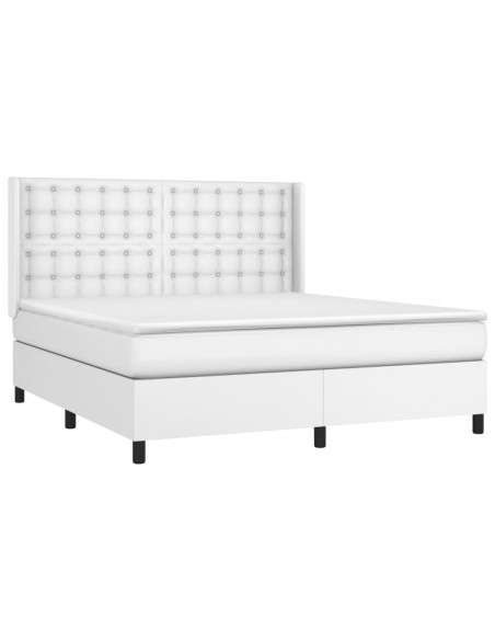 Giroletto Molle con Materasso e LED Bianco 160x200cm Similpelle