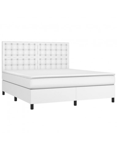 Giroletto a Molle con Materasso Bianco 160x200 cm in Similpelle