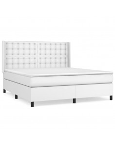 Giroletto a Molle con Materasso Bianco 160x200 cm in Similpelle