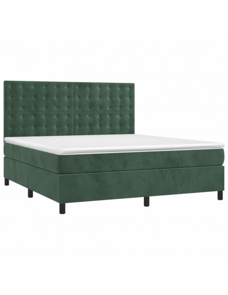 Giroletto a Molle con Materasso Verde Scuro 160x200 cm Velluto