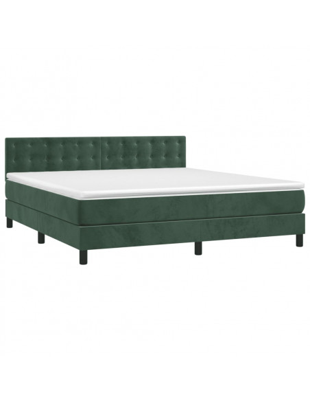 Giroletto a Molle con Materasso Verde Scuro 160x200 cm Velluto