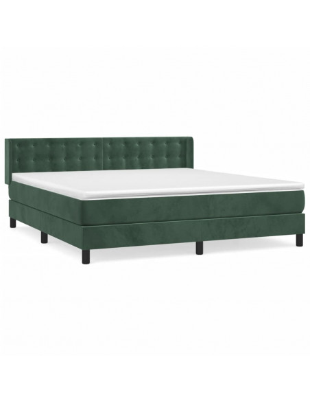 Giroletto a Molle con Materasso Verde Scuro 160x200 cm Velluto