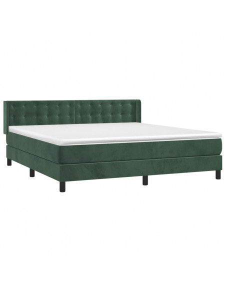 Giroletto a Molle con Materasso Verde Scuro 160x200 cm Velluto