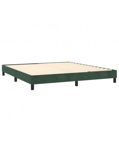 Giroletto a Molle con Materasso Verde Scuro 160x200 cm Velluto
