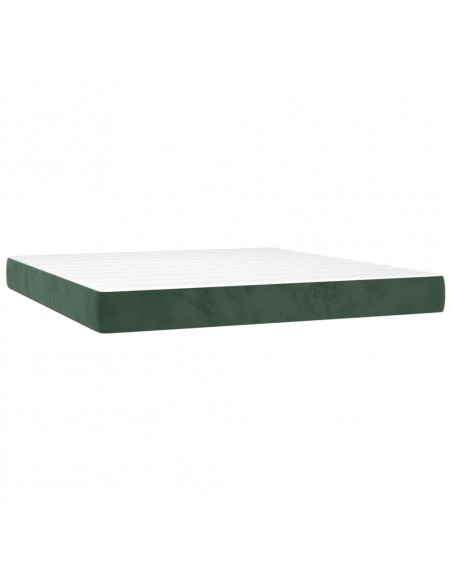 Giroletto a Molle con Materasso Verde Scuro 160x200 cm Velluto