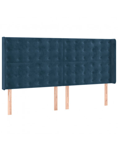 Giroletto a Molle con Materasso Blu Scuro 160x200 cm in Velluto