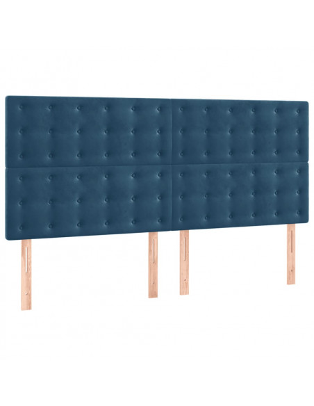 Giroletto a Molle con Materasso Blu Scuro 160x200 cm in Velluto