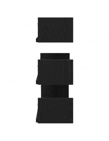 Mensole Parete 3pz Rovere Nero in Legno Multistrato