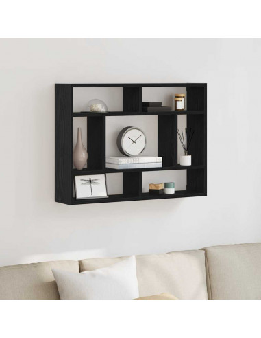 Mensola a Muro Rovere Nero 75x16x55 cm in Legno Multistrato