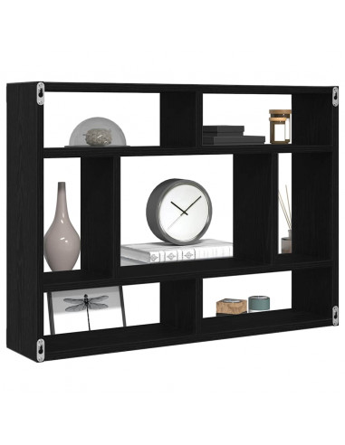 Mensola a Muro Rovere Nero 75x16x55 cm in Legno Multistrato