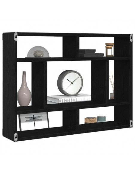 Mensola a Muro Rovere Nero 75x16x55 cm in Legno Multistrato