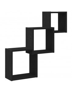 Mensole a Cubo Parete Rovere Nero 68x15x68 cm Legno Multistrato