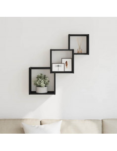 Mensole a Cubo Parete Rovere Nero 68x15x68 cm Legno Multistrato 2