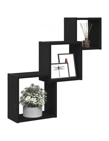 Mensole a Cubo Parete Rovere Nero 68x15x68 cm Legno Multistrato