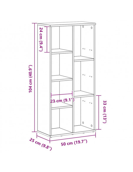 Libreria Rovere Nero 50x25x104 cm in Legno Multistrato