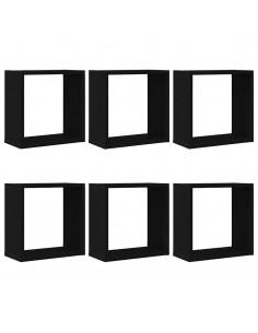 Mensole Parete a Cubo 6 pz Rovere Nero 30x15x30 cm Truciolato