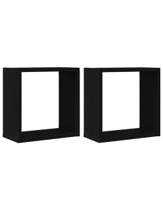 Mensole Parete a Cubo 2 pz Rovere Nero 30x15x30 cm Truciolato
