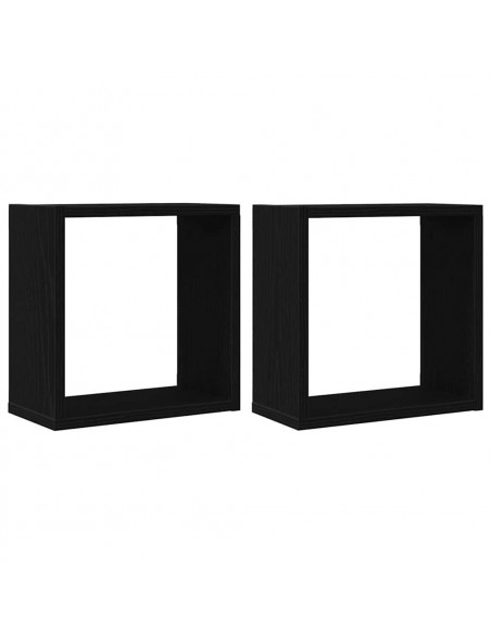 Mensole Parete a Cubo 2 pz Rovere Nero 30x15x30 cm Truciolato
