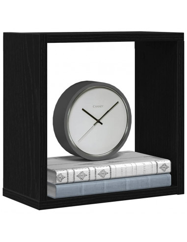 Mensole Parete a Cubo 2 pz Rovere Nero 30x15x30 cm Truciolato