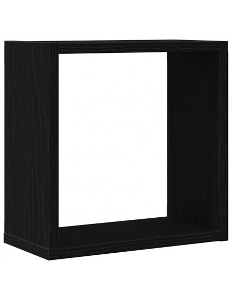 Mensole Parete a Cubo 2 pz Rovere Nero 30x15x30 cm Truciolato