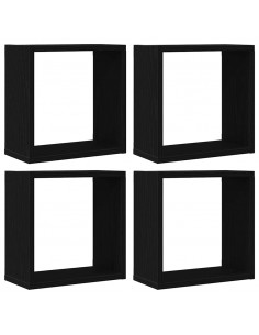 Mensole Parete Cubo 4 pz Rovere Nero 30x15x30 cm Truciolato