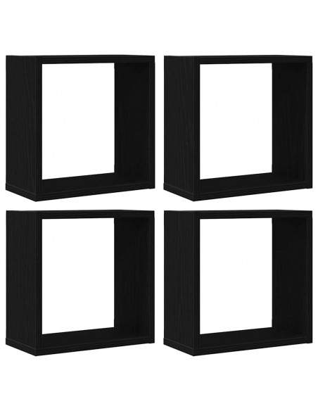 Mensole Parete Cubo 4 pz Rovere Nero 30x15x30 cm Truciolato