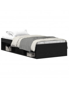 Giroletto senza Materasso Rovere Nero 90x200cm in Truciolato