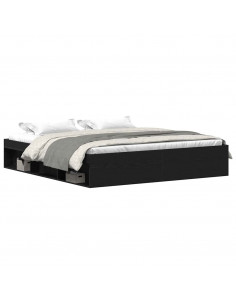 Giroletto senza Materasso Rovere Nero 200x200 cm Truciolato