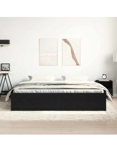 Giroletto senza Materasso Rovere Nero 200x200 cm Truciolato 2