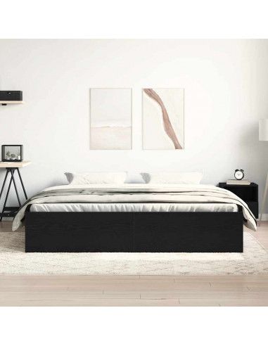 Giroletto senza Materasso Rovere Nero 200x200 cm Truciolato