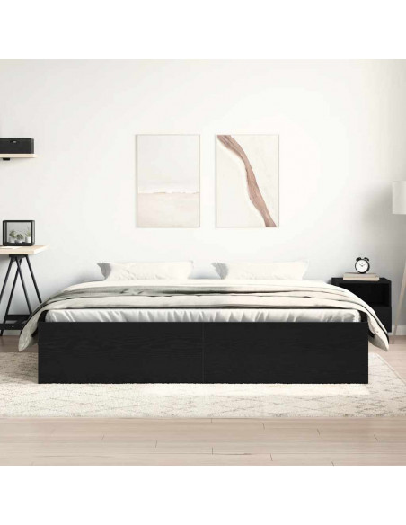 Giroletto senza Materasso Rovere Nero 200x200 cm Truciolato