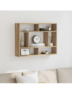 Scaffale a Parete Rovere Artigianale 75x16x55 cm in Truciolato 2