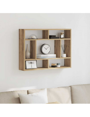 Scaffale a Parete Rovere Artigianale 75x16x55 cm in Truciolato