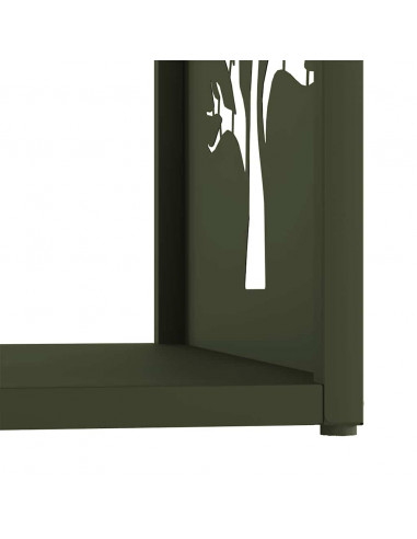 Rastrelliera per Legna da Ardere Verde Oliva 40x40x40 cm