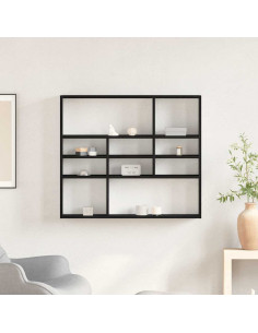 Scaffale a Parete Rovere Nero 90x16x78 cm Legno Multistrato 2