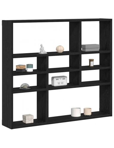 Scaffale a Parete Rovere Nero 90x16x78 cm Legno Multistrato