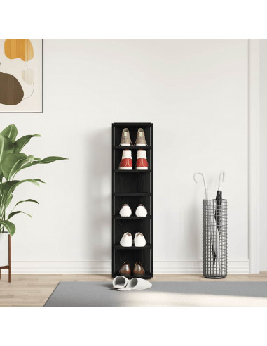 Scarpiera Rovere Rovere Nero 25x27x102 cm in Legno Multistrato