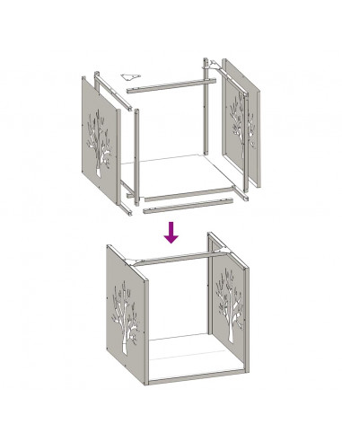 Rastrelliera per Legna da Ardere Antracite 40x40x40 cm