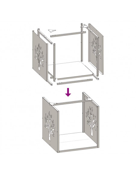 Rastrelliera per Legna da Ardere 40x40x40 cm in Acciaio Inox