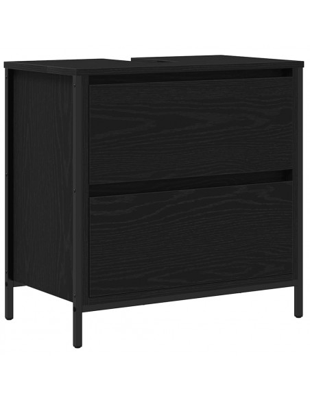 Set Mobili da Bagno 2 pz Rovere Nero in Legno Multistrato