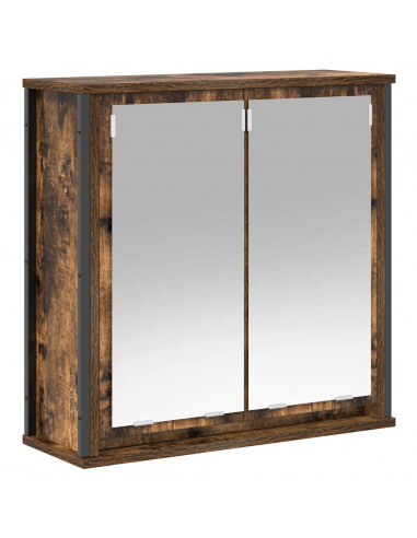 Set Mobili da Bagno 2 pz Rovere Fumo in Legno Multistrato