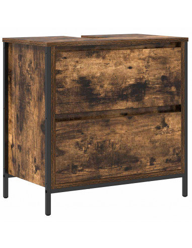 Set Mobili da Bagno 2 pz Rovere Fumo in Legno Multistrato