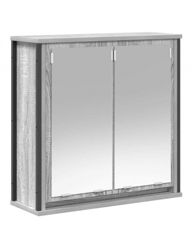 Set Mobili da Bagno 2 pz Grigio Sonoma in Legno Multistrato