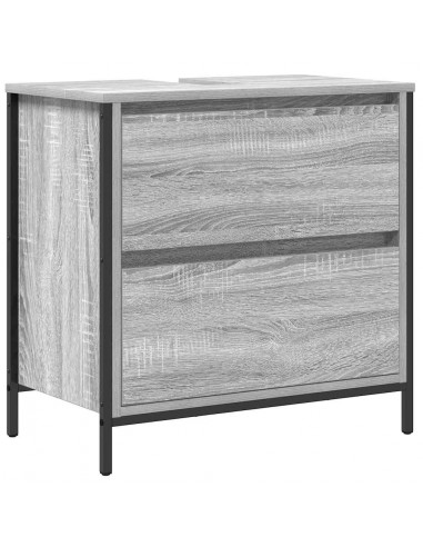 Set Mobili da Bagno 2 pz Grigio Sonoma in Legno Multistrato
