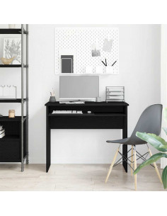 Scrivania Rovere Nero 90x50x74 cm in Legno Multistrato 2