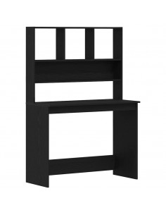 Scrivania con Mensole Rovere Nero 102x45x148 cm in Truciolato