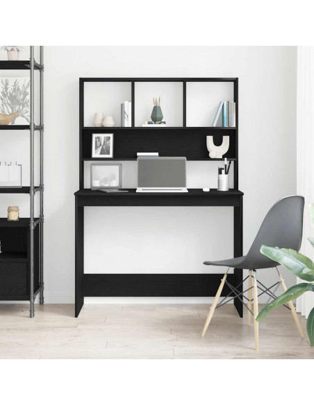 Scrivania con Mensole Rovere Nero 102x45x148 cm in Truciolato