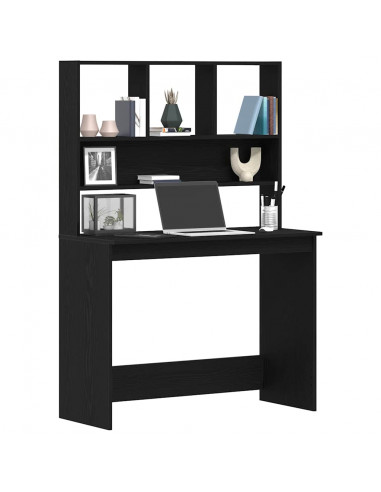 Scrivania con Mensole Rovere Nero 102x45x148 cm in Truciolato
